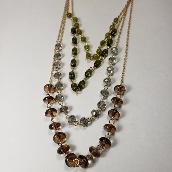 Gold tone Stylish Layered Colorful Beaded Necklace - Women's Fashion Jewelry - Picture 9 of 11